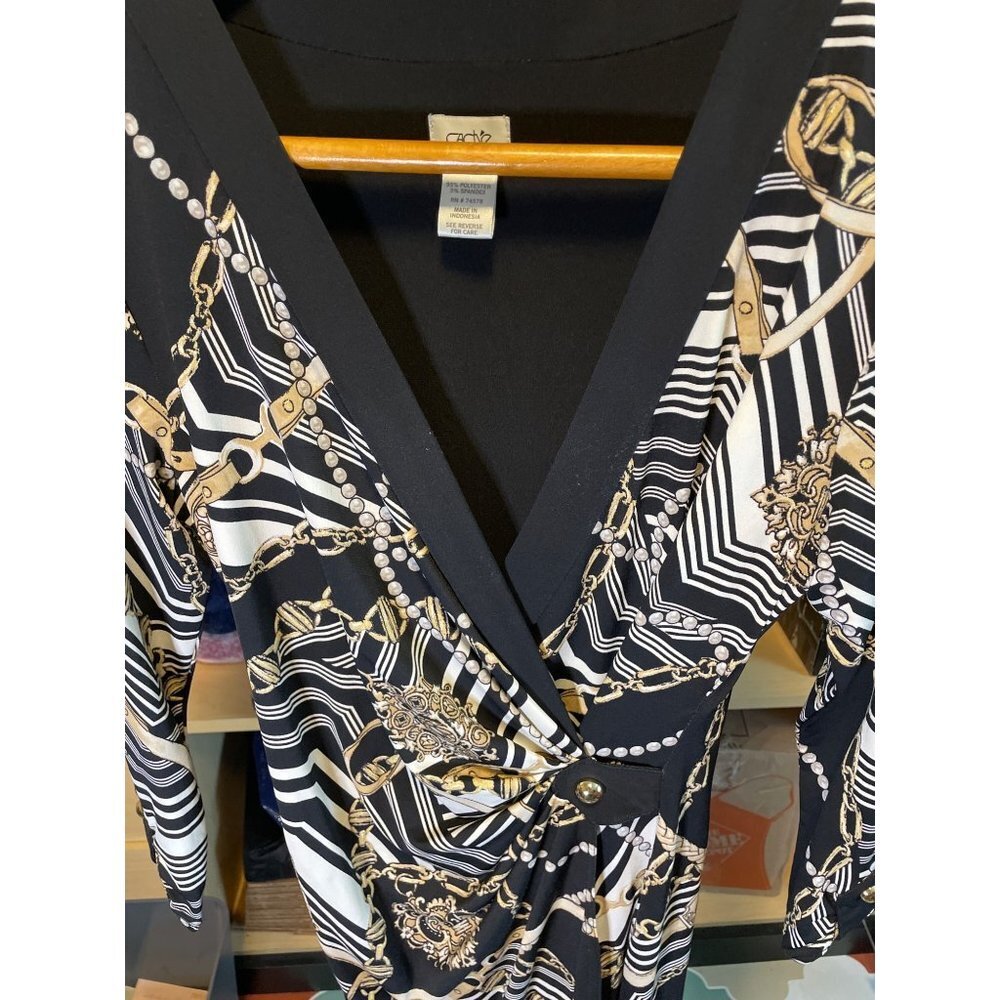 Cache Black Faux Wrap Horse Bit Fitted 3/4 Sleeve… - image 4